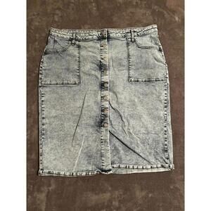 SONOMA Women's A-Line Blue Denim Midi Skirt Size 22W Stretch High Rise